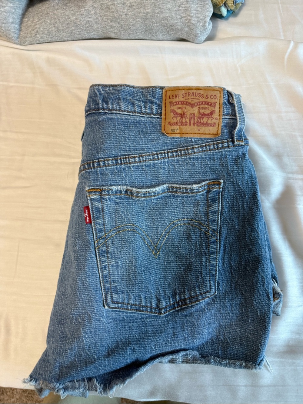 Vintage Levi's Blue Denim Cutoff Shorts with Patch
